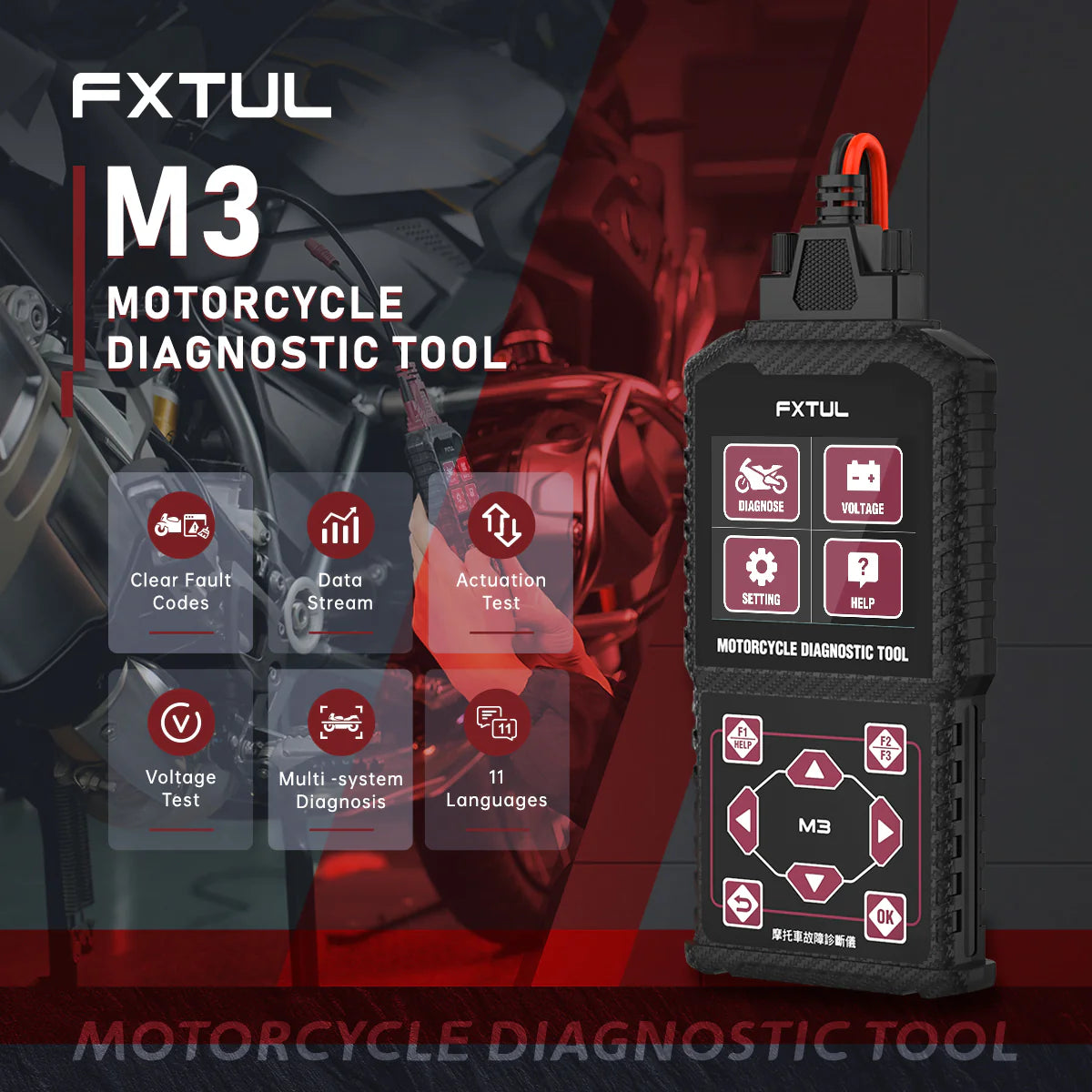 FXTUL M3 Motorcycle Diagnostic Tool For Suzuki, Vespa Motorcycles